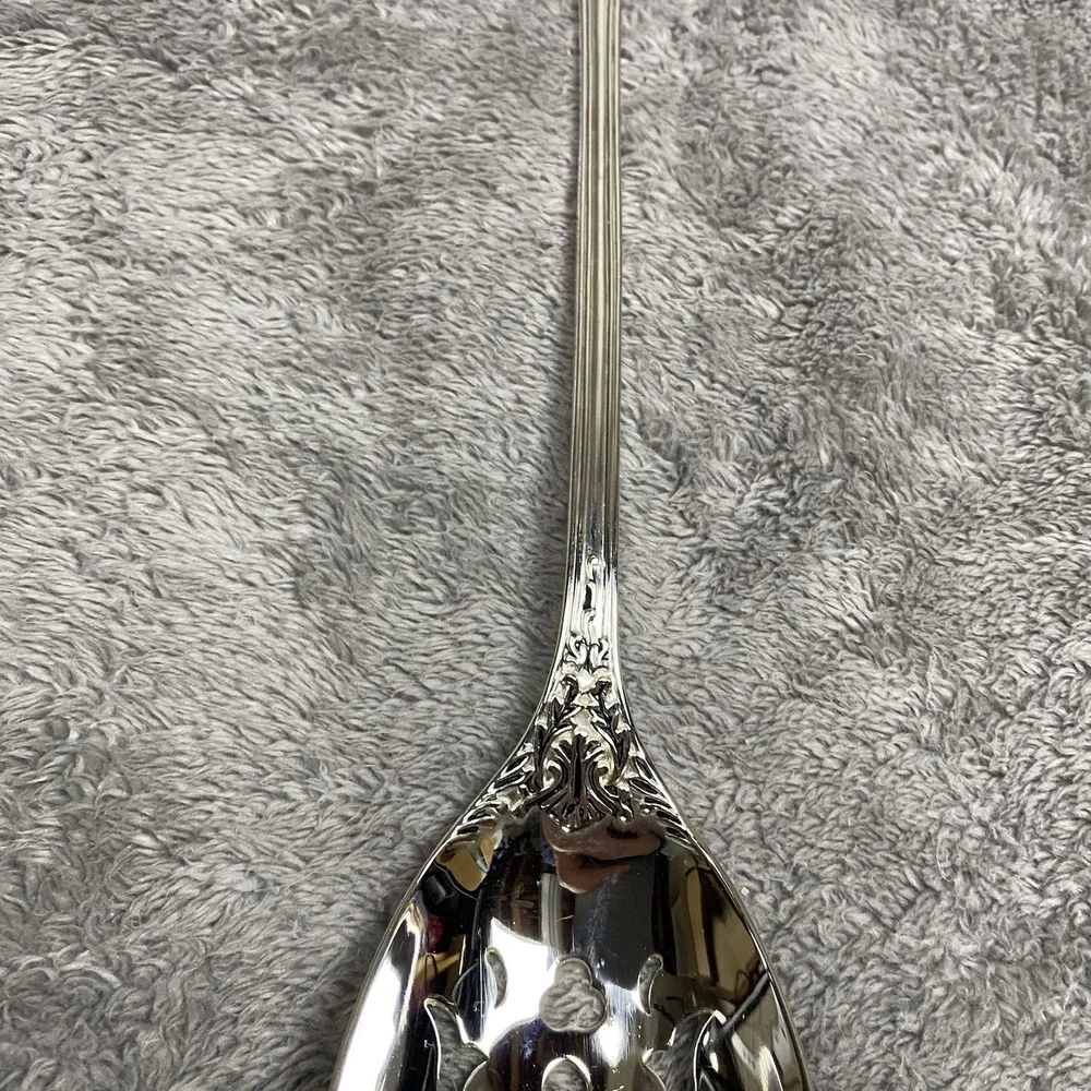 International Silver Company Silver pPlated Large Serving Pierced Slotted Spoon